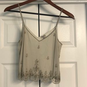 BHLDN beaded grey crop top, XS, NWOT